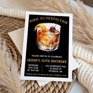 Aged to Perfection, Old Fashioned Birthday Party Invitation