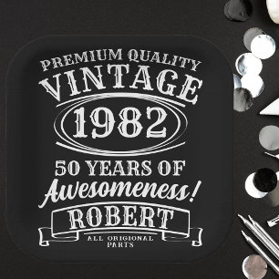 Aged To Perfection Personalized Vintage Birthday  Paper Plates