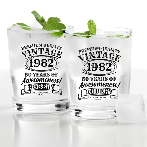 Aged To Perfection Personalized Vintage Birthday Whiskey Glass
