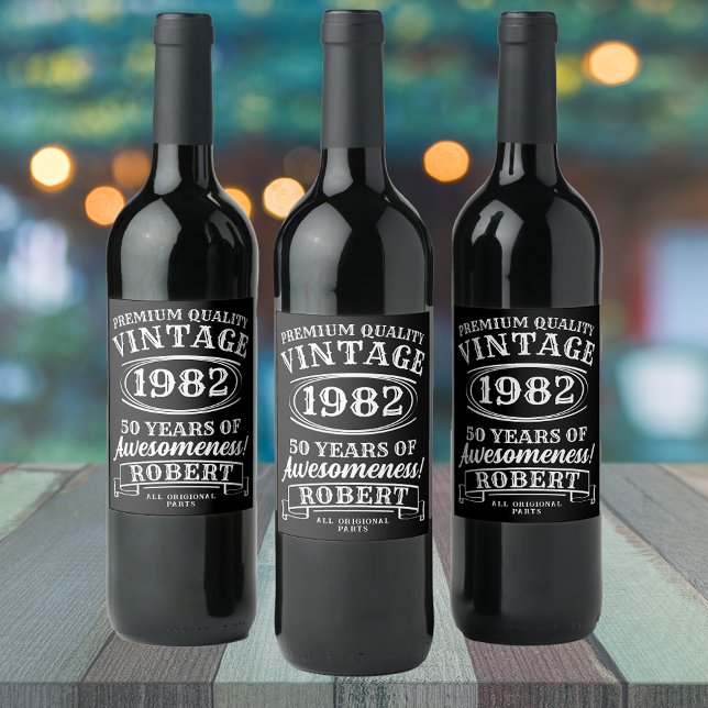 Aged To Perfection Personalized Vintage Birthday  Wine Label (Creator Uploaded)
