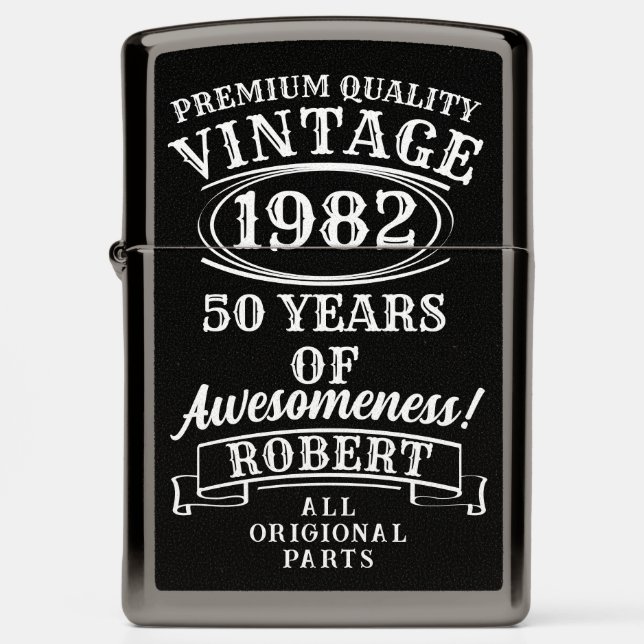 Aged To Perfection Personalized Vintage Birthday Zippo Lighter (Front)