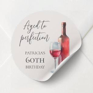 Aged to Perfection Red Wine 60th Birthday Party Classic Round Sticker