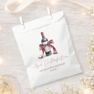Aged To Perfection Red Wine Bow Birthday Party Favor Bag