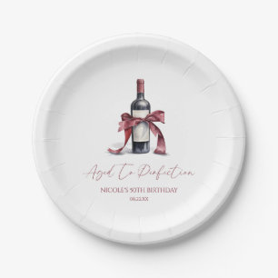 Aged To Perfection Red Wine Bow Birthday Party Paper Plates