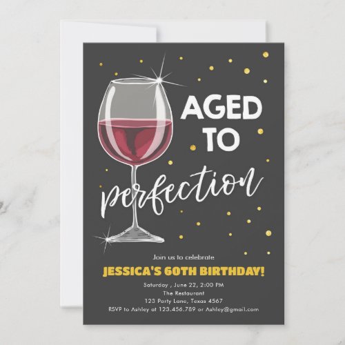 Aged to Perfection Red Wine Surprise Birthday Invitation