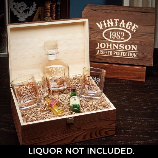 Aged To Perfection Set & Engraved Draper Decanter (Open)