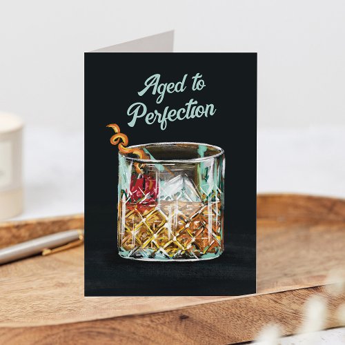 Aged to Perfection Top Shelf Whiskey Birthday Note Card