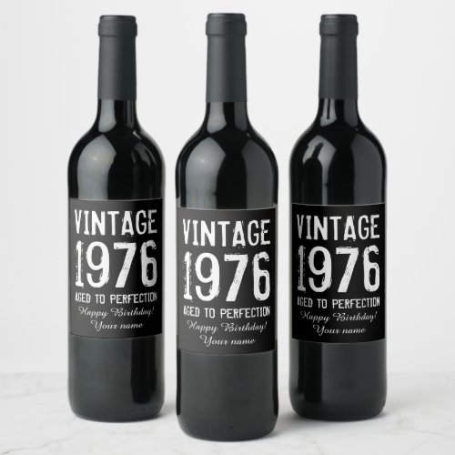 Aged to perfection vintage 50th Birthday party Wine Label