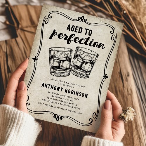 Aged to Perfection Vintage Birthday Party Invitation