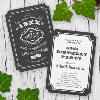 Aged to Perfection Vintage Elegant Birthday Party Invitation