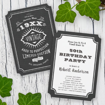 Aged To Perfection Vintage Elegant Birthday Party Invitation by VillageDesign at Zazzle