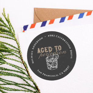 Aged to Perfection Vintage Whiskey Return Address Classic Round Sticker