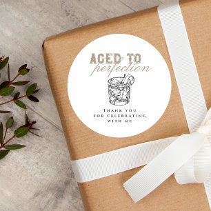 Aged to Perfection Vintage Whiskey White Thank You Classic Round Sticker