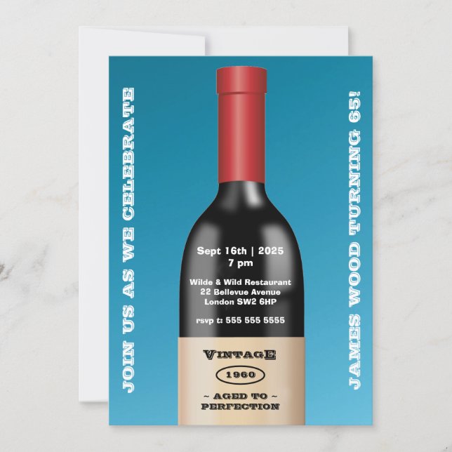 Aged to Perfection Vintage Wine |  Birthday Invitation (Front)
