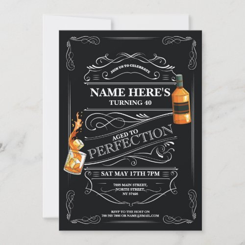 Aged to Perfection Whiskey 50th 60th Any Age Mens Invitation