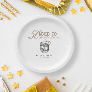 Aged to Perfection Whiskey 50th Birthday Party Paper Plates