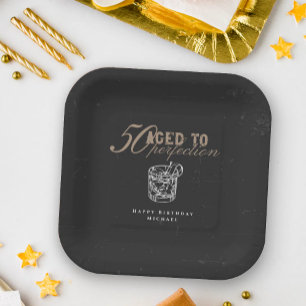 Aged to Perfection Whiskey 50th Birthday Party Paper Plates
