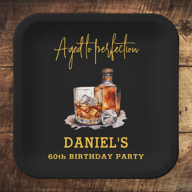 Aged to Perfection Whiskey 60th Birthday Paper Plates (Creator Uploaded)