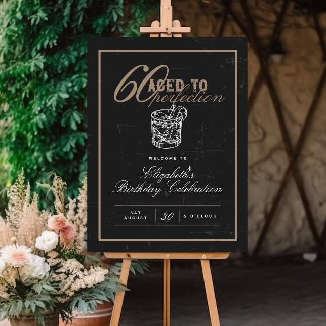 Aged to Perfection Whiskey 60th Birthday Party Foam Board (Creator Uploaded)