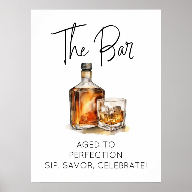 Aged to Perfection Whiskey Bar Sign - Printable (Front)