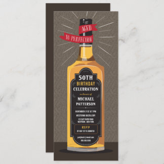 Aged to Perfection Whiskey Big Milestone Birthday Invitation
