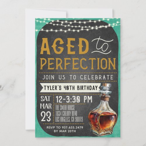 Aged to Perfection Whiskey Birthday Invitation