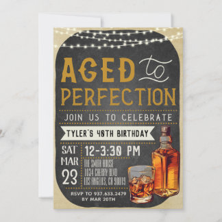 Aged to Perfection Whiskey Birthday Invitation