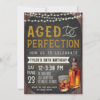 Aged to Perfection Whiskey Birthday Invitation