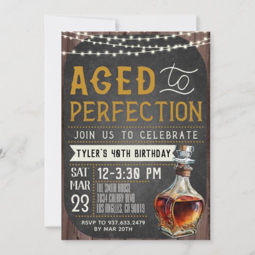 Aged to Perfection Whiskey Birthday Invitation