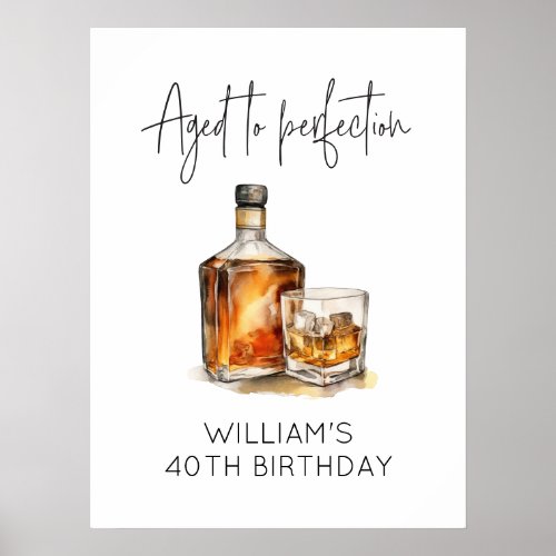 Aged to Perfection Whiskey Birthday Poster Custom