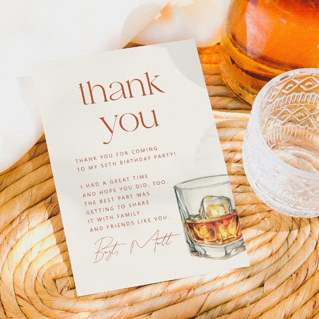 Aged to Perfection Whiskey Birthday Thank You Card (Card Front Mock-up)