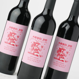 Aged to Perfection Whiskey Cowgirl Birthday Party Wine Label
