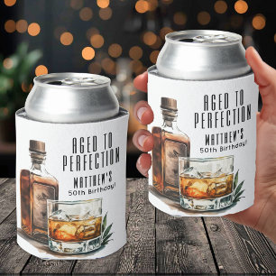 Aged To Perfection Whiskey Men's Birthday Party Can Cooler