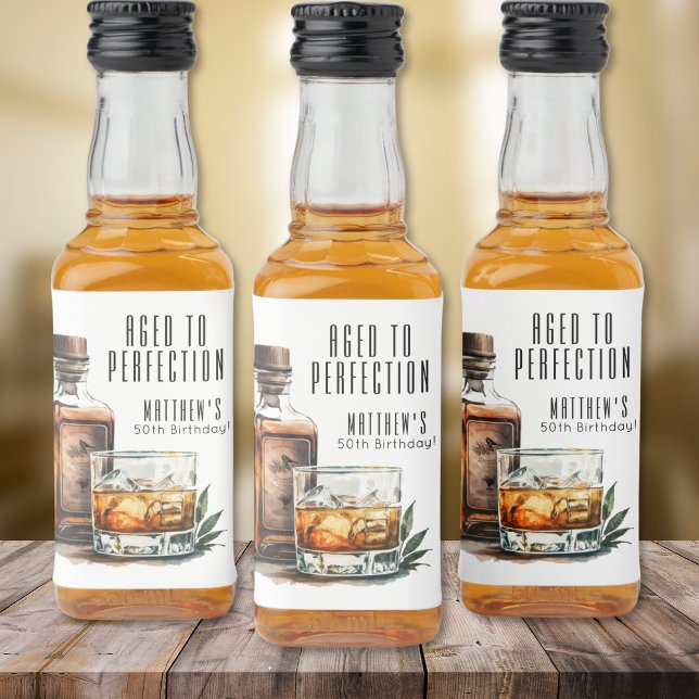 Aged To Perfection Whiskey Men's Birthday Party Liquor Bottle Label (Aged To Perfection Whiskey Men's Birthday Party Liquor Bottle Label)