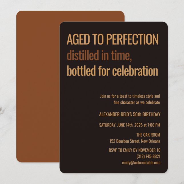 Aged to Perfection | Whisky Birthday Invitation (Front/Back)
