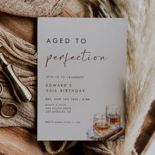Aged to Perfection Whisky & Cigars Birthday Invitation
