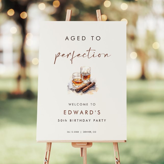 Aged to Perfection Whisky & Cigars Birthday Sign (Creator Uploaded)