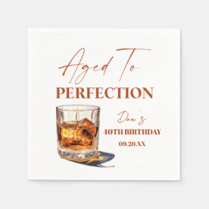 Aged To Perfection Whisky Glass Birthday Party Napkins