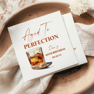 Aged To Perfection Whisky Glass Birthday Party Napkins