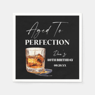 Aged To Perfection Whisky Glass Birthday Party Napkins