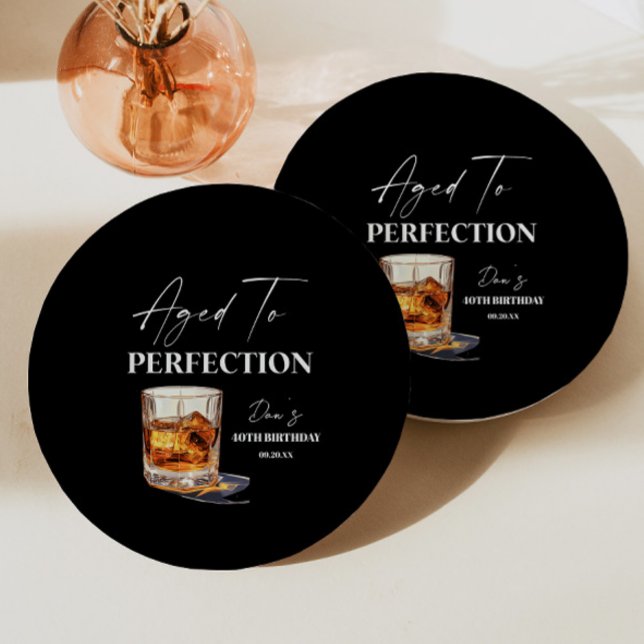 Aged To Perfection Whisky Glass Birthday Party Paper Plates (Creator Uploaded)