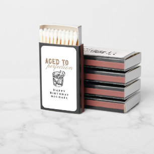 Aged to Perfection White Whiskey Birthday Party Matchboxes