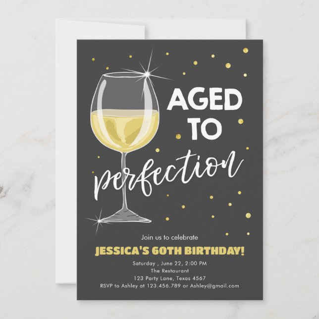 Aged to Perfection White Wine Surprise Birthday Invitation (Front)