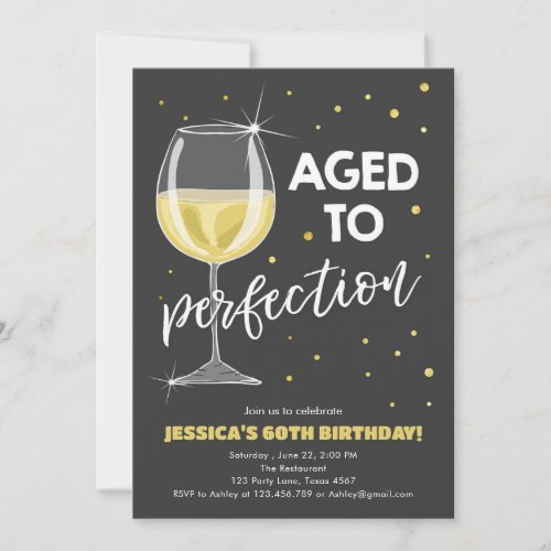 Aged to Perfection White Wine Surprise Birthday Invitation
