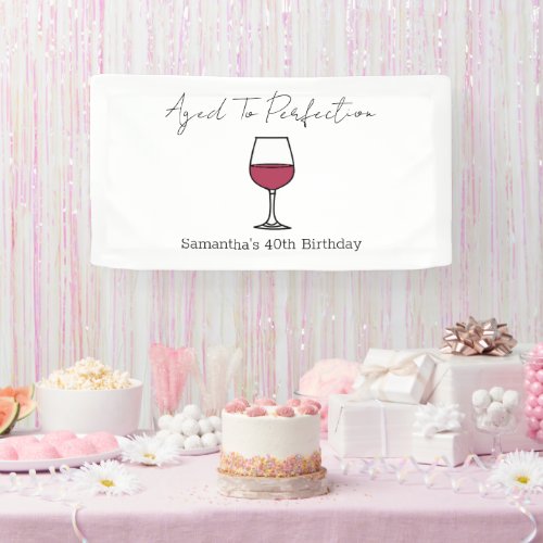 Aged To Perfection Wine 40th Birthday Banner