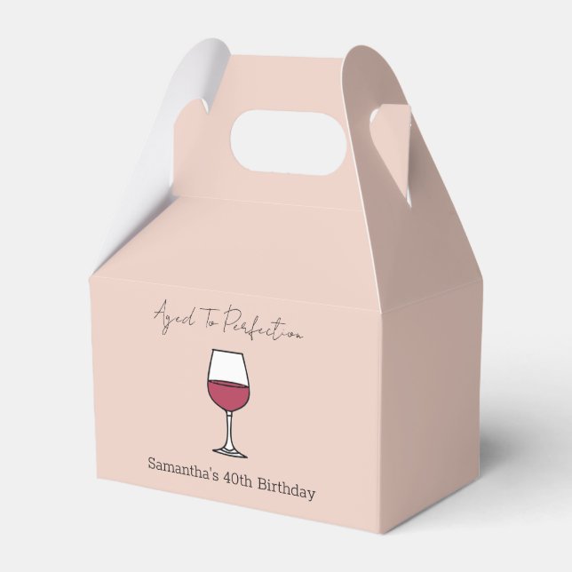 Aged To Perfection Wine 40th Birthday Favor Boxes (Front Side)