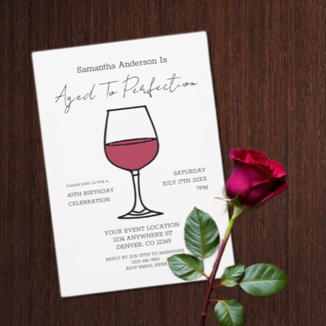 Aged To Perfection Wine 40th Birthday Invitation (Creator Uploaded)