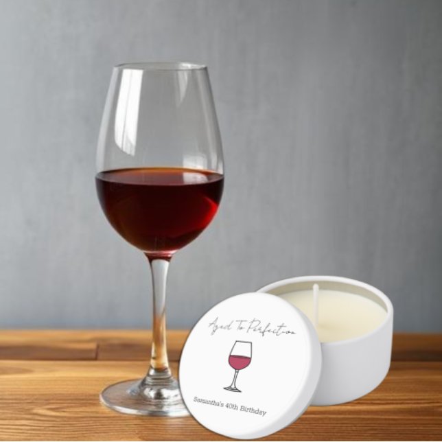 Aged To Perfection Wine 40th Birthday Mini Candle Favors (Creator Uploaded)