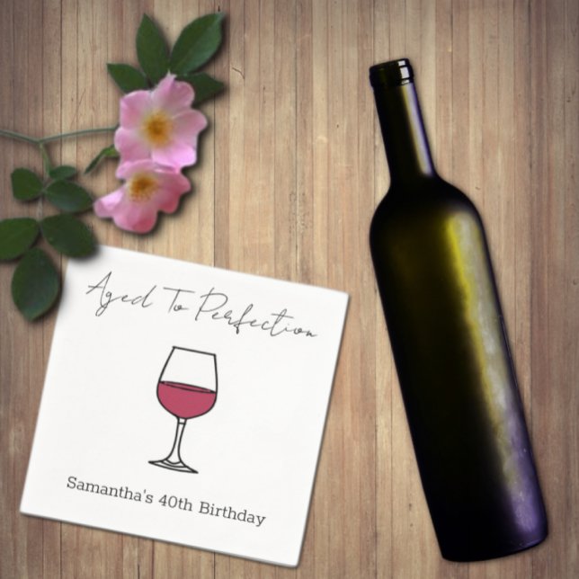 Aged To Perfection Wine 40th Birthday Napkins (Creator Uploaded)