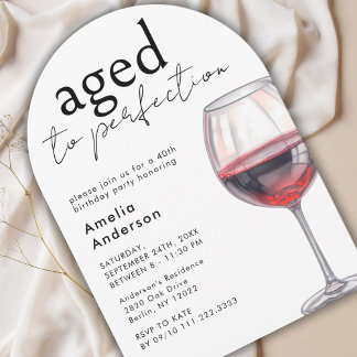 Aged To Perfection Wine 40th Birthday Party Arch Invitation